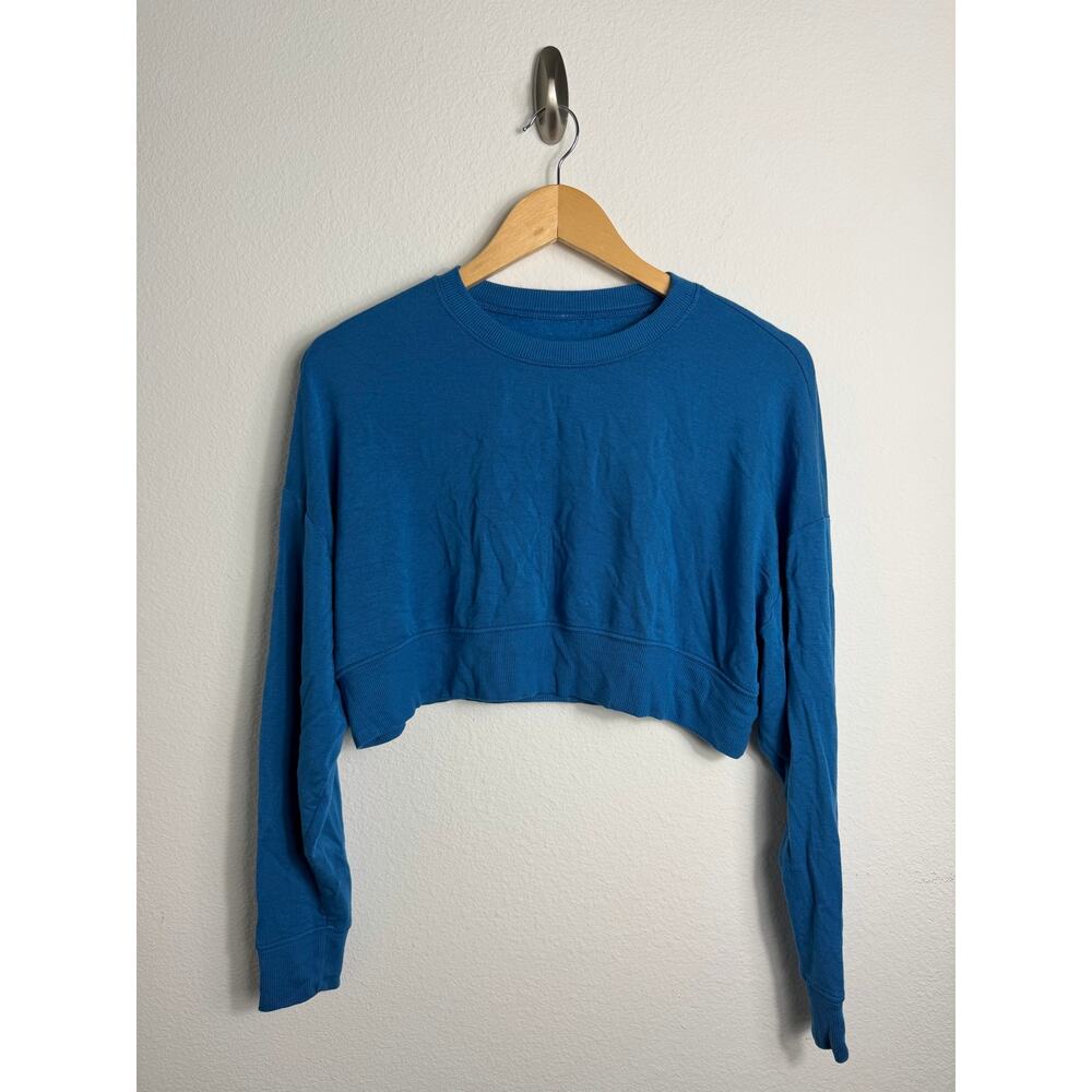 Splits59 Womens Noah Crop Sweatshirt Blue Yoga Pilates Workout Top size Medium